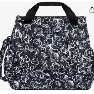 Lug Yacht Zip Top Tote in Outline Floral Black